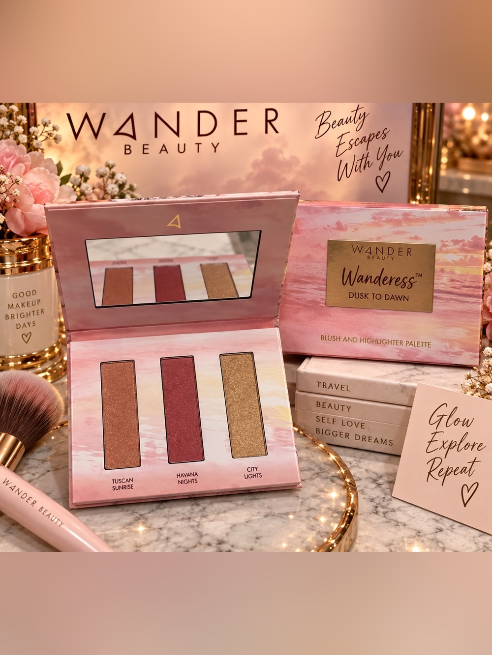 ✨ NWT Wander Beauty Wanderess Dusk to Dawn Blush & Highlighter Palette ✨